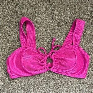 Vibrant Pink Ribbed Bikini Top